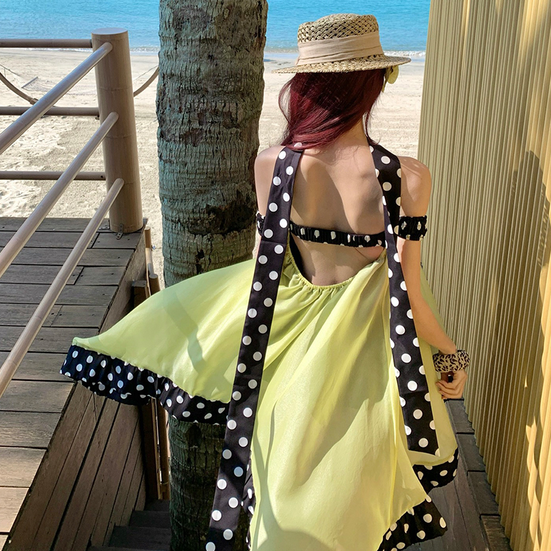 Polka dot dress spring and summer T-back for women