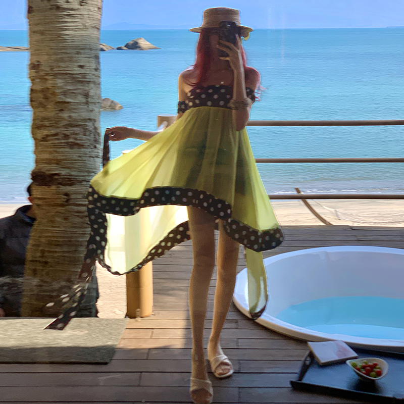 Polka dot dress spring and summer T-back for women