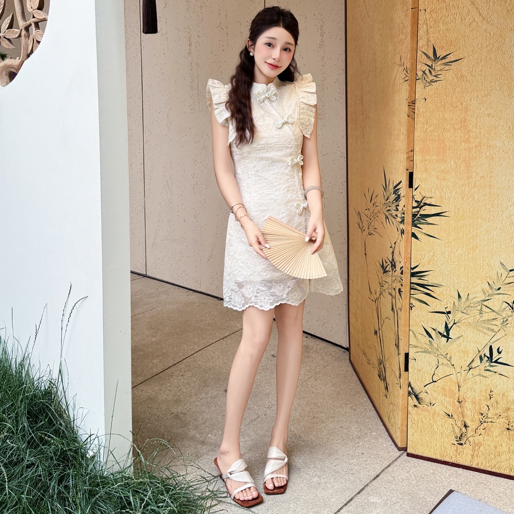 Summer dress embroidery shorts 2pcs set