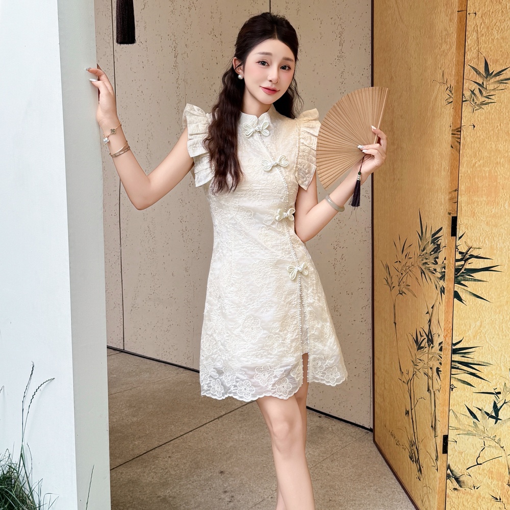 Summer dress embroidery shorts 2pcs set