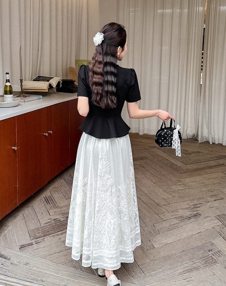 France style summer tops beading long skirt 2pcs set