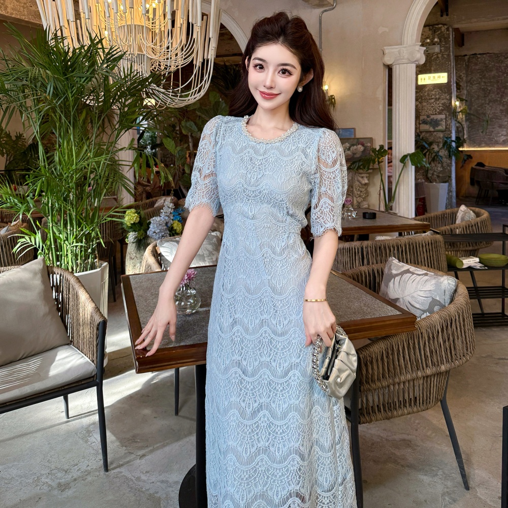 Long ladies lace chanelstyle frenum temperament dress