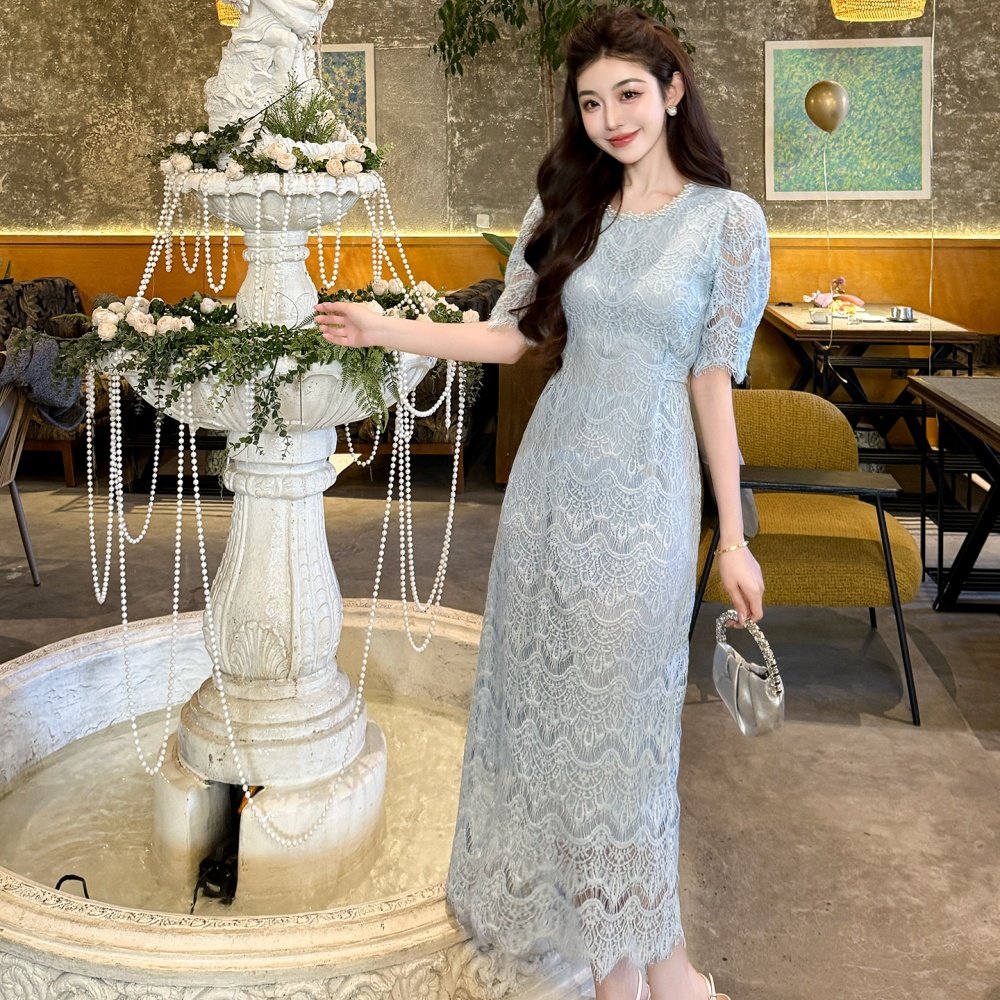 Long ladies lace chanelstyle frenum temperament dress