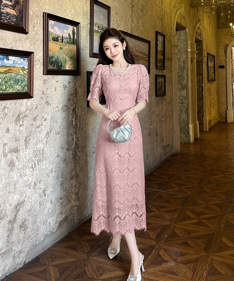 Long ladies lace chanelstyle frenum temperament dress