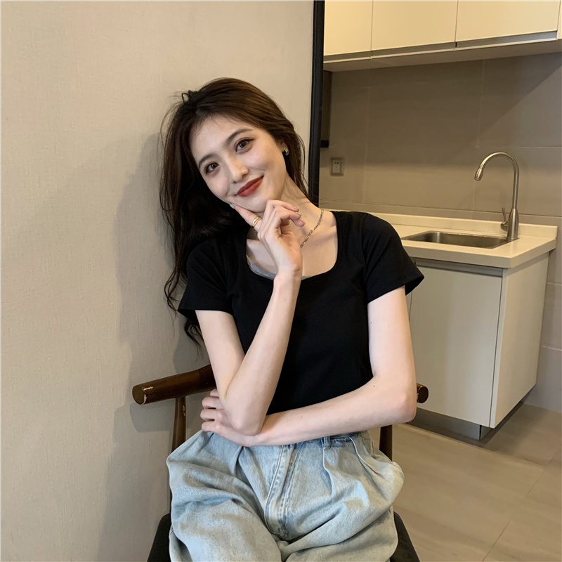 Slim Pseudo-two tops short sleeve T-shirt for women