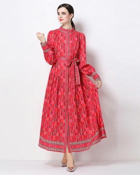 All-match large yard slim printing fashion dress