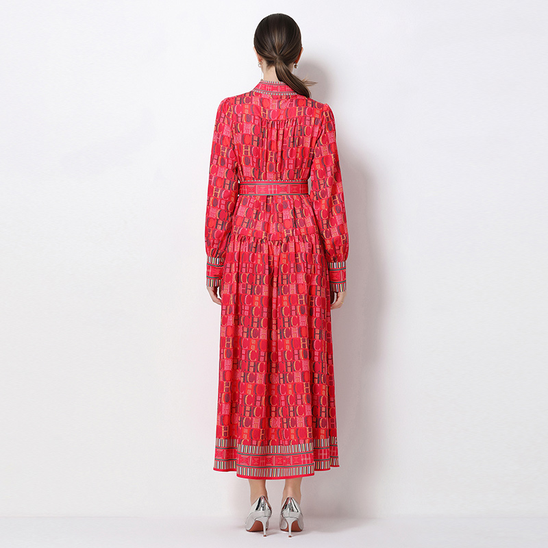 All-match large yard slim printing fashion dress