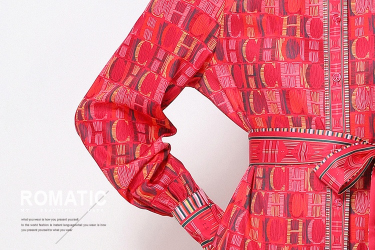 All-match large yard slim printing fashion dress