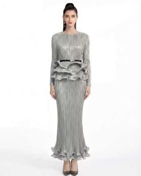 Pinched waist fashion skirt bound tops 2pcs set