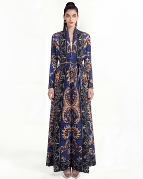 Loose fold coat printing large yard Bohemian beach dress