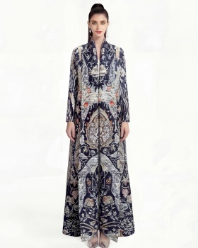 Fold large yard dress loose printing Bohemian beach dress