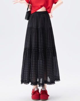 Long summer wood ear slim cake skirt for women