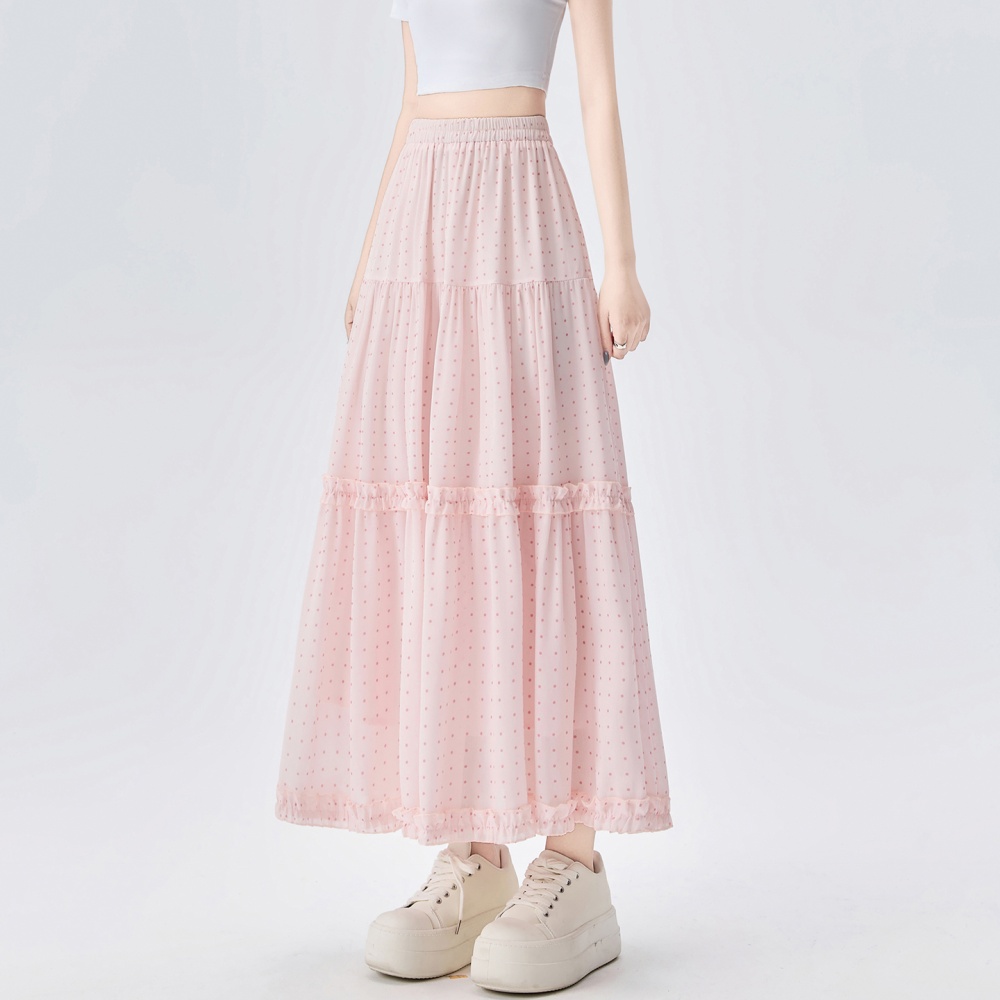 Long summer wood ear slim cake skirt for women