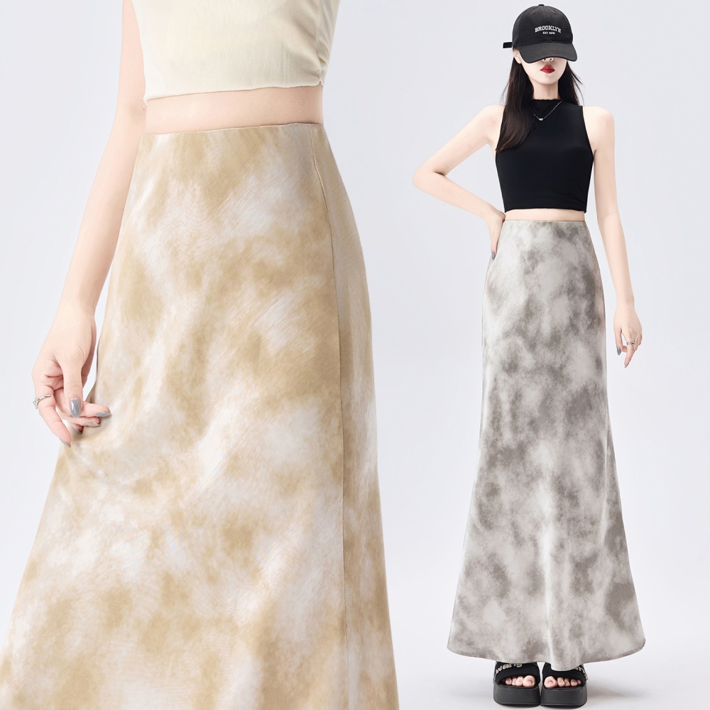 Mermaid package hip skirt A-line satin long dress for women