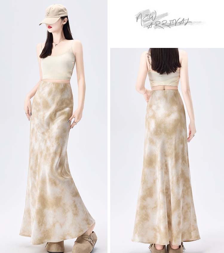 Mermaid package hip skirt A-line satin long dress for women