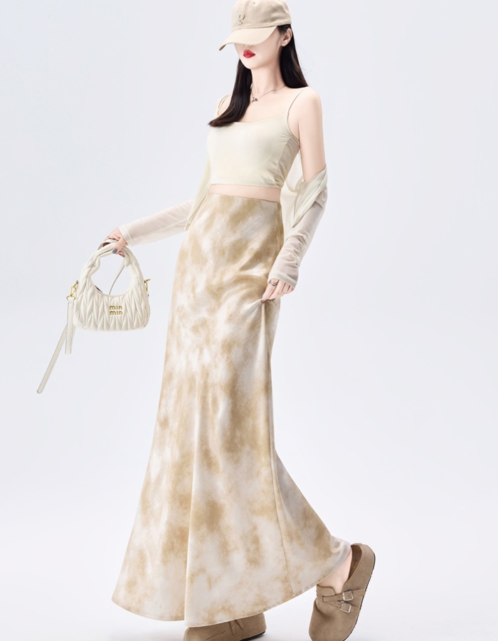 Mermaid package hip skirt A-line satin long dress for women