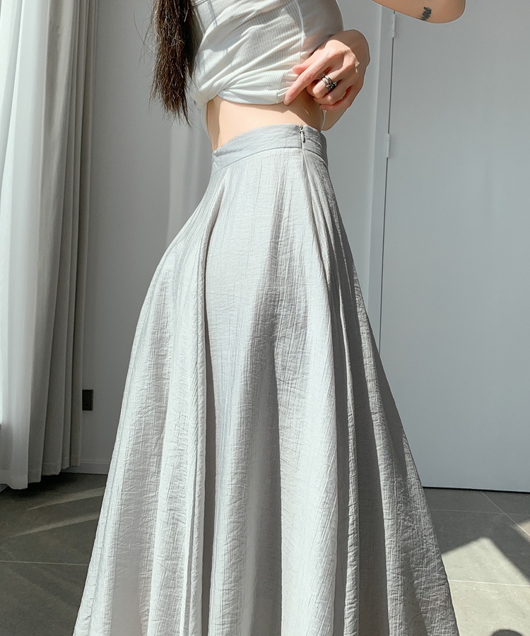Summer cotton linen long dress ice silk skirt for women