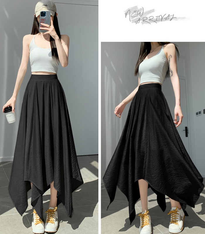 Summer cotton linen long dress ice silk skirt for women