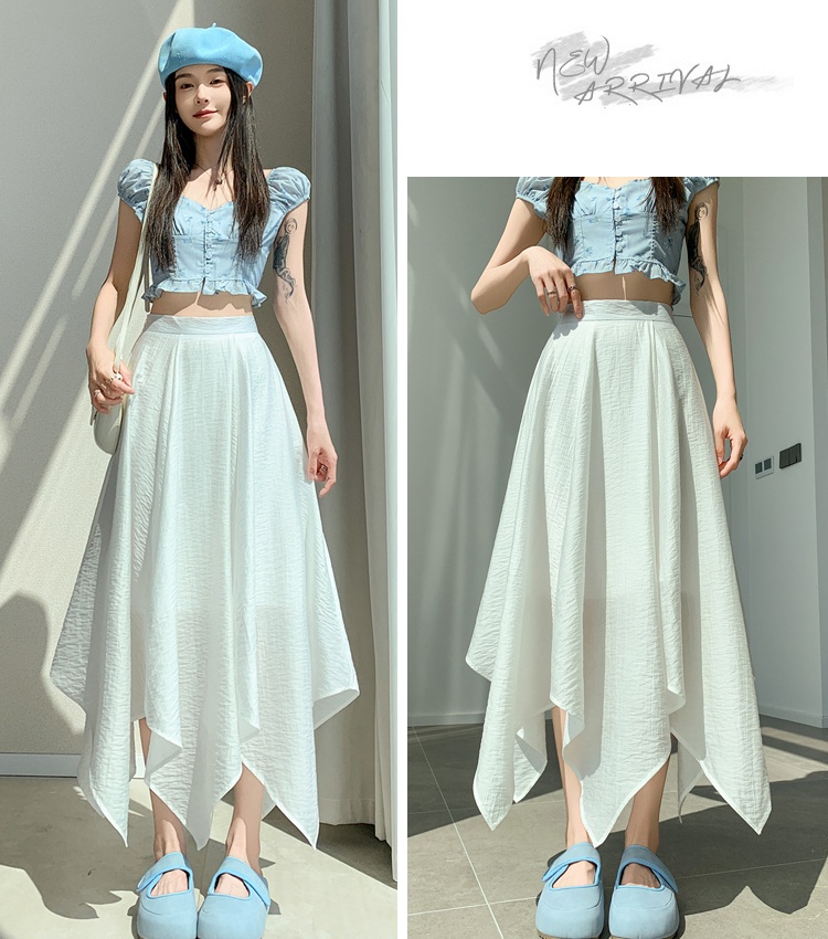 Summer cotton linen long dress ice silk skirt for women