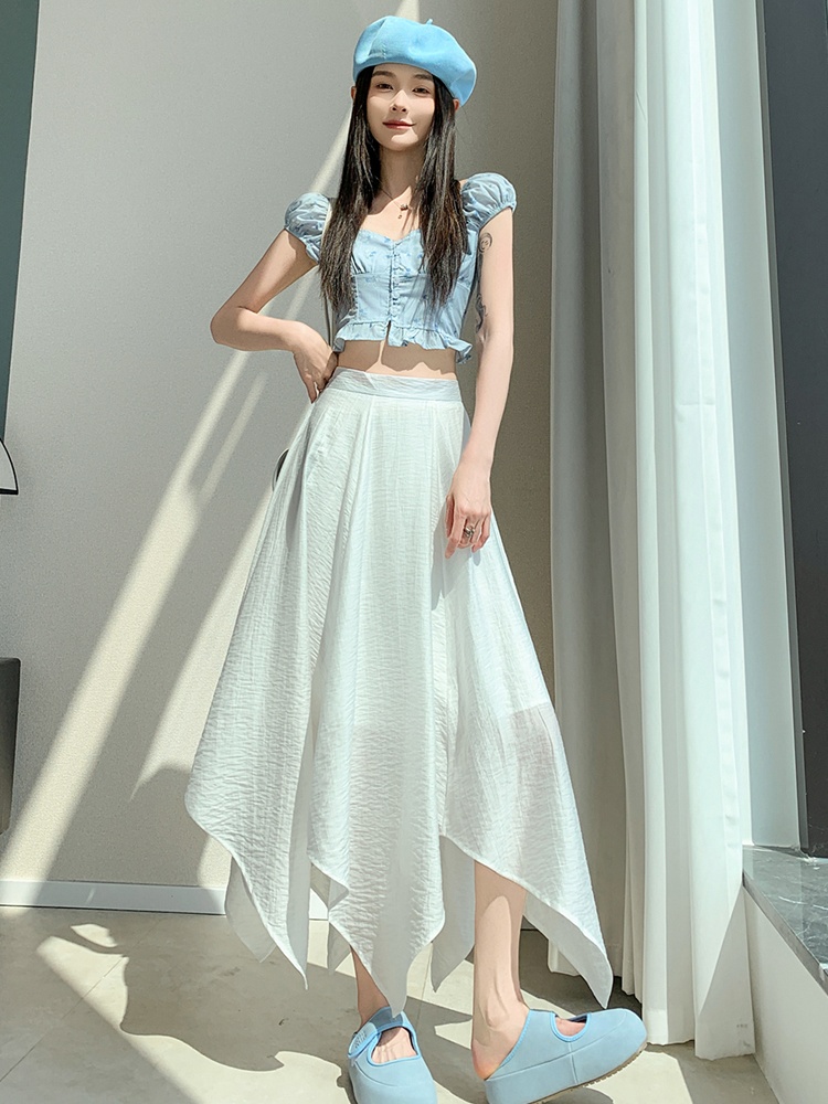 Summer cotton linen long dress ice silk skirt for women