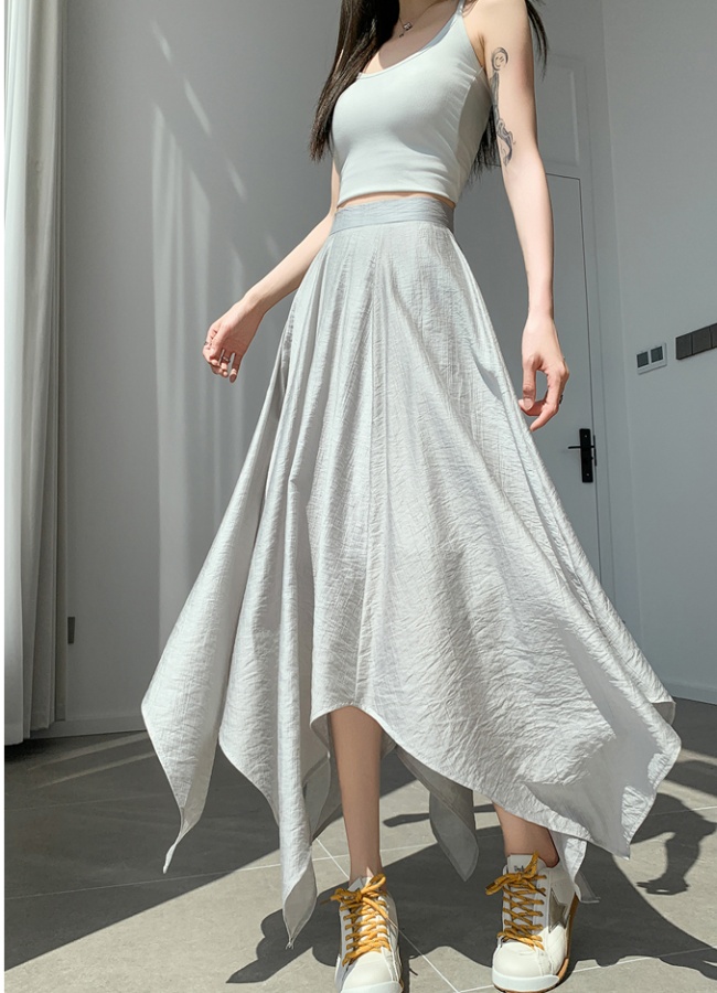 Summer cotton linen long dress ice silk skirt for women
