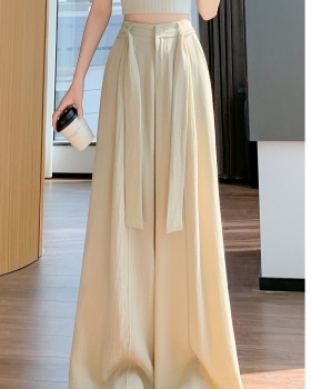 High waist wide leg pants cotton linen pants for women