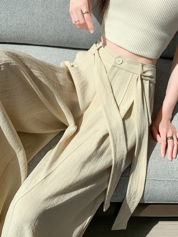 High waist wide leg pants cotton linen pants for women