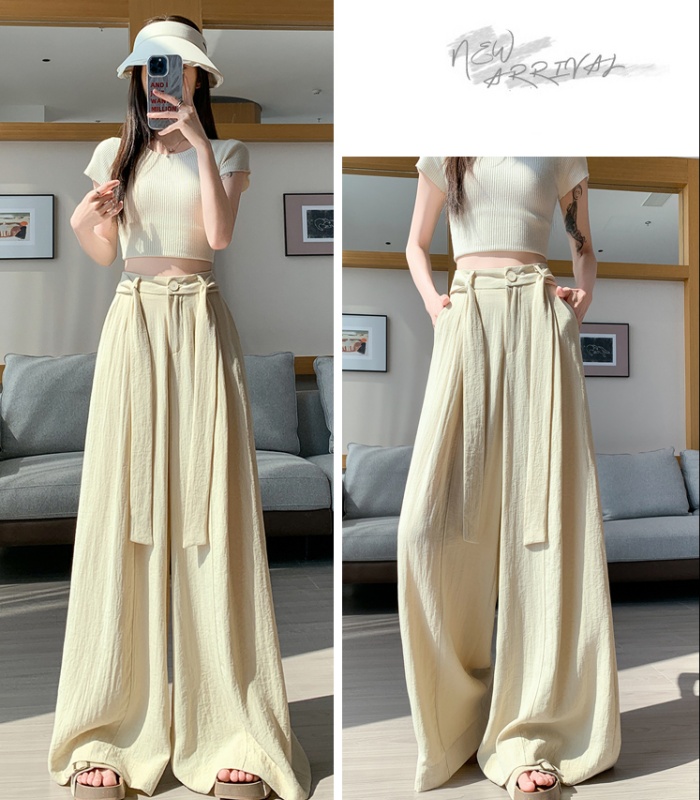 High waist wide leg pants cotton linen pants for women