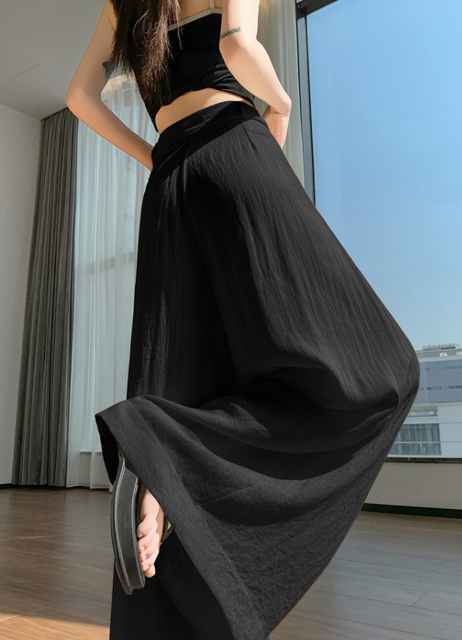 High waist wide leg pants cotton linen pants for women