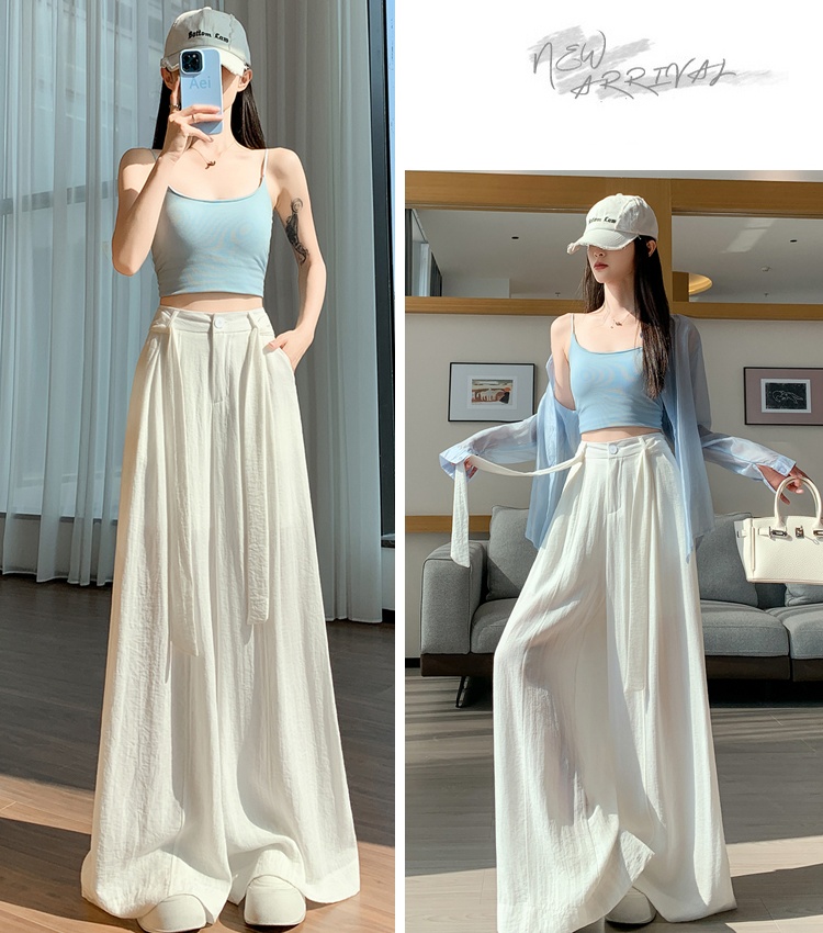 High waist wide leg pants cotton linen pants for women