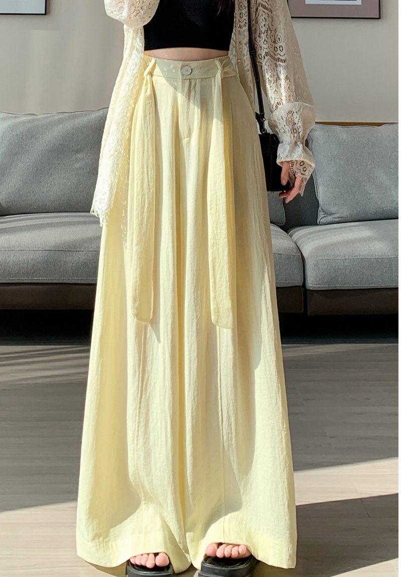 High waist wide leg pants cotton linen pants for women