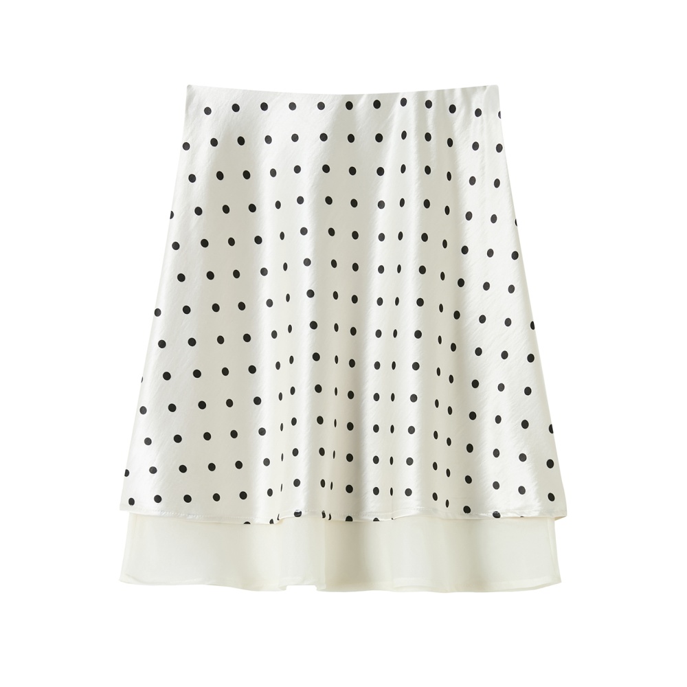 Splice drape A-line short skirt summer high waist gauze skirt