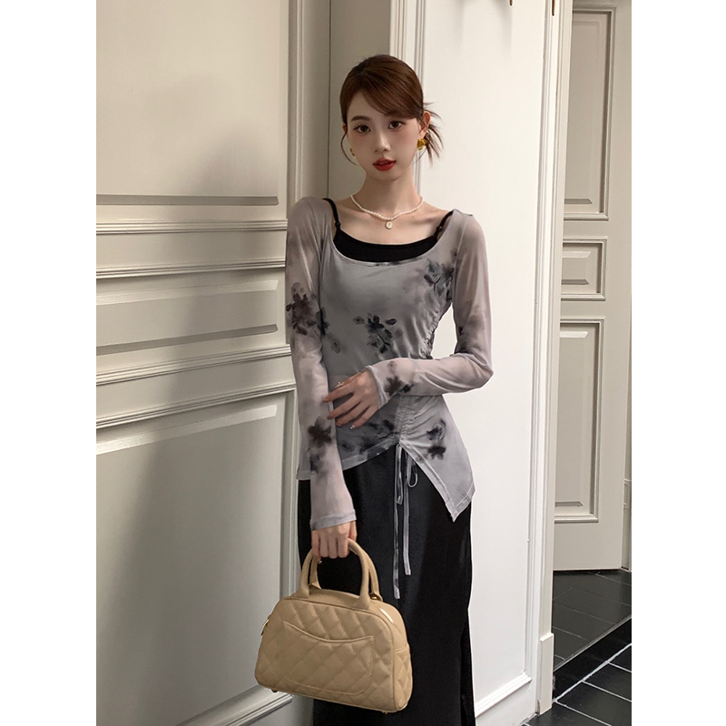 Tie dye printing tops spring sling skirt 3pcs set