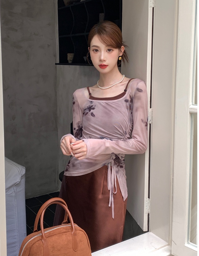 Tie dye printing tops spring sling skirt 3pcs set