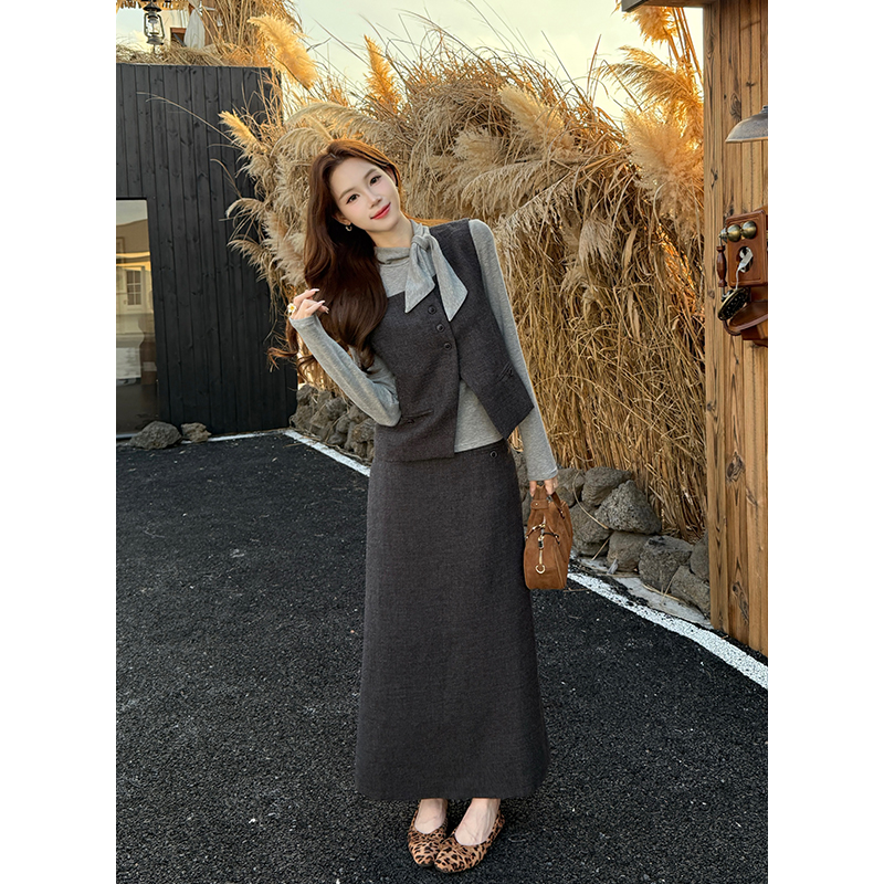 Spring skirt fashion waistcoat 3pcs set