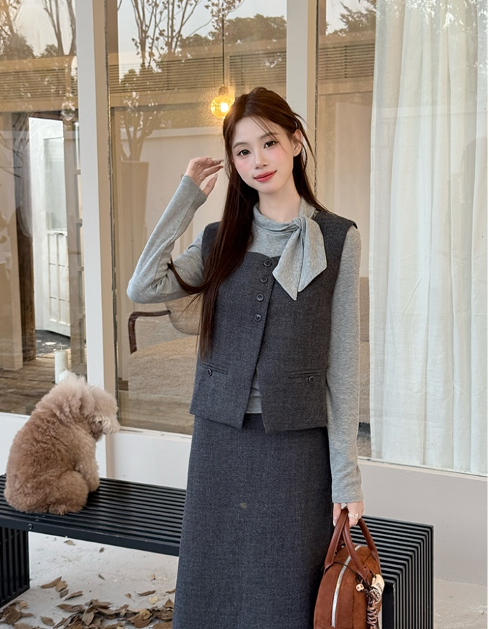 Spring skirt fashion waistcoat 3pcs set