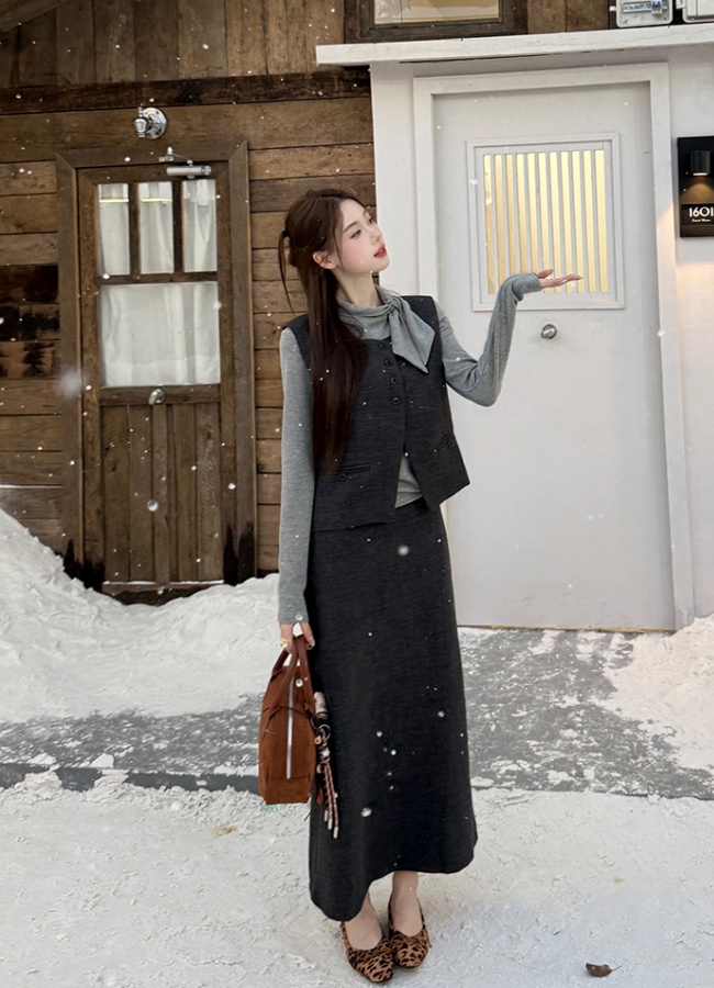 Spring skirt fashion waistcoat 3pcs set