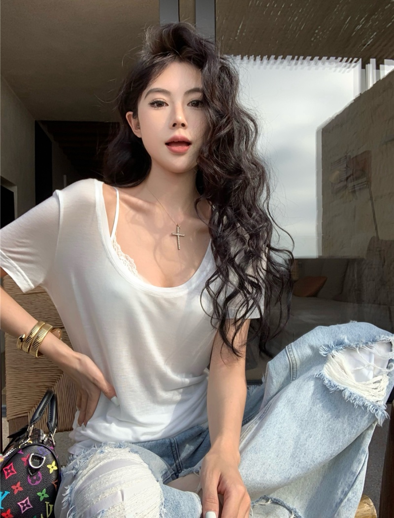 Loose basis short sleeve T-shirt for women