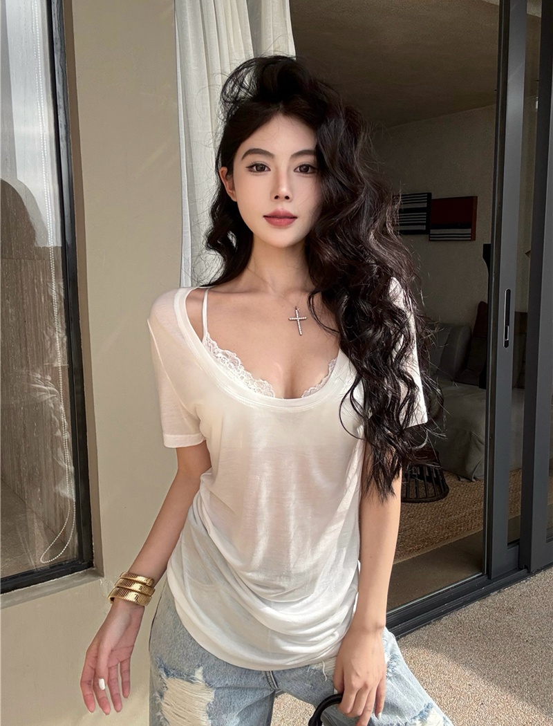 Loose basis short sleeve T-shirt for women