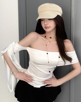 Slim enticement T-shirt irregular flat shoulder tops