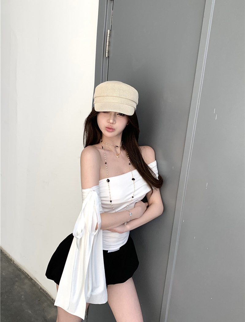 Slim enticement T-shirt irregular flat shoulder tops