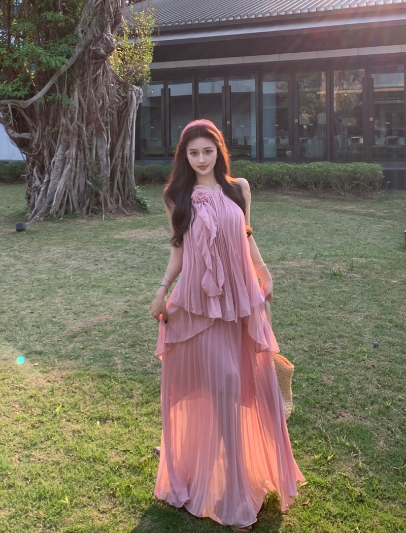 Beautiful tops seaside skirt 2pcs set for women