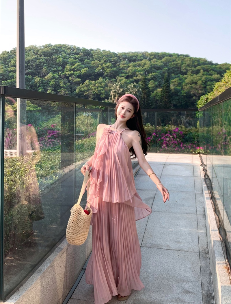 Beautiful tops seaside skirt 2pcs set for women