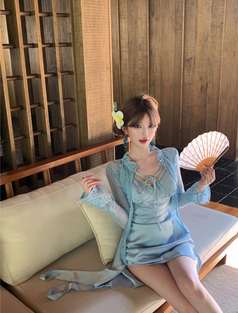 V-neck irregular sexy dress sling lace slim cardigan for women