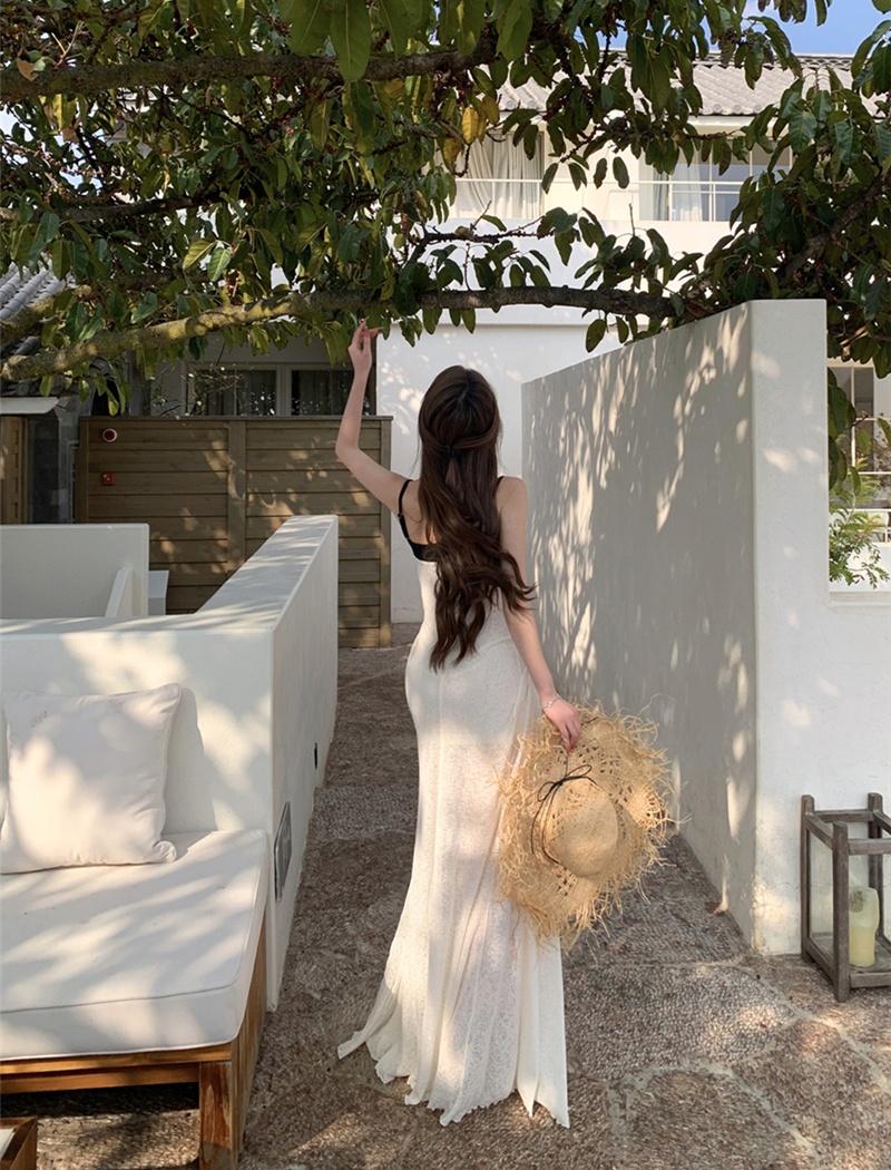 High split wrapped chest dress knitted long dress