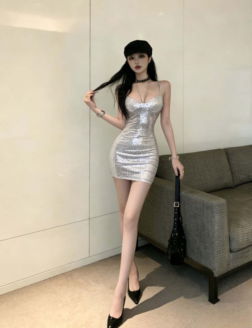 Sling package hip slim spicegirl sexy dress for women