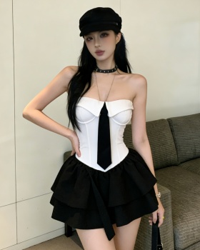Fashion white wrapped chest tight tops for women
