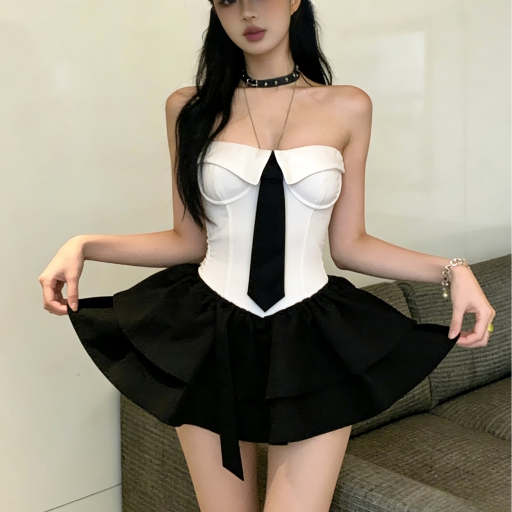 Fashion white wrapped chest tight tops for women