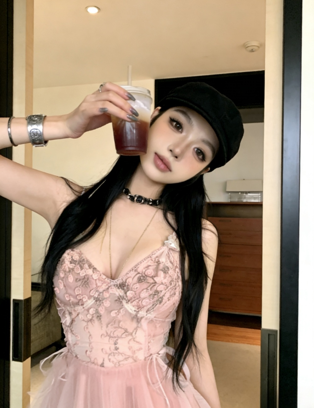 Sweet spicegirl big skirt dress pink sling halter T-back