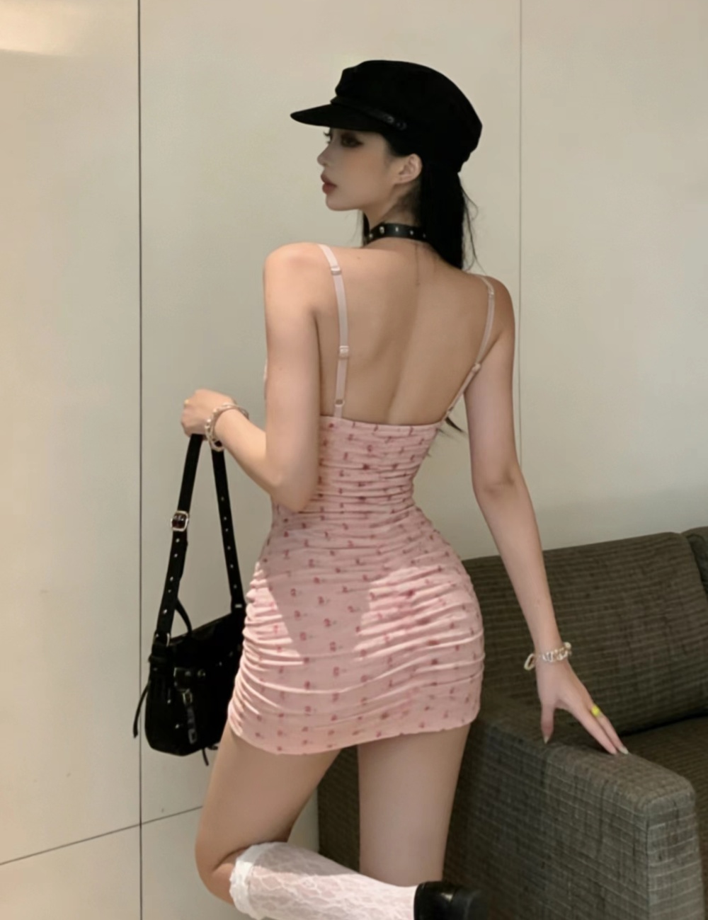 Lace sleeveless slim thin enticement splice sexy dress